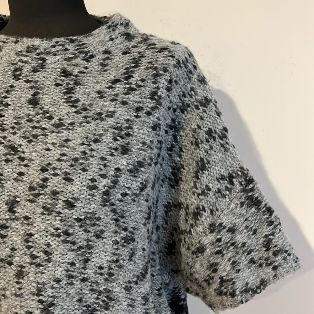 Leo&Sage -women’s mock neck wool blend sweater short sleeves black/grey size P/S - Picture 4 of 11